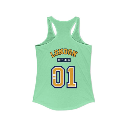 London (LDN) Varsity Women's Ideal Racerback Tank - Chinchilla Choons