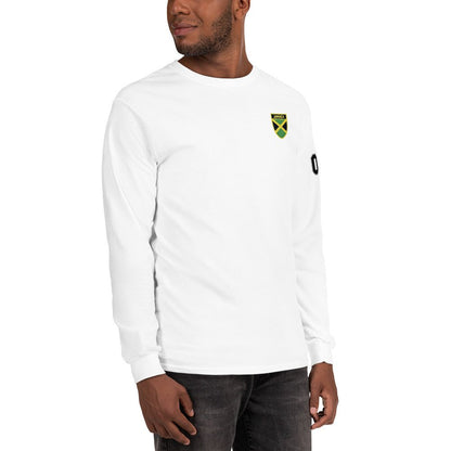 Jamaican Heritage Men’s Long Sleeve Shirt (White) - Chinchilla Choons