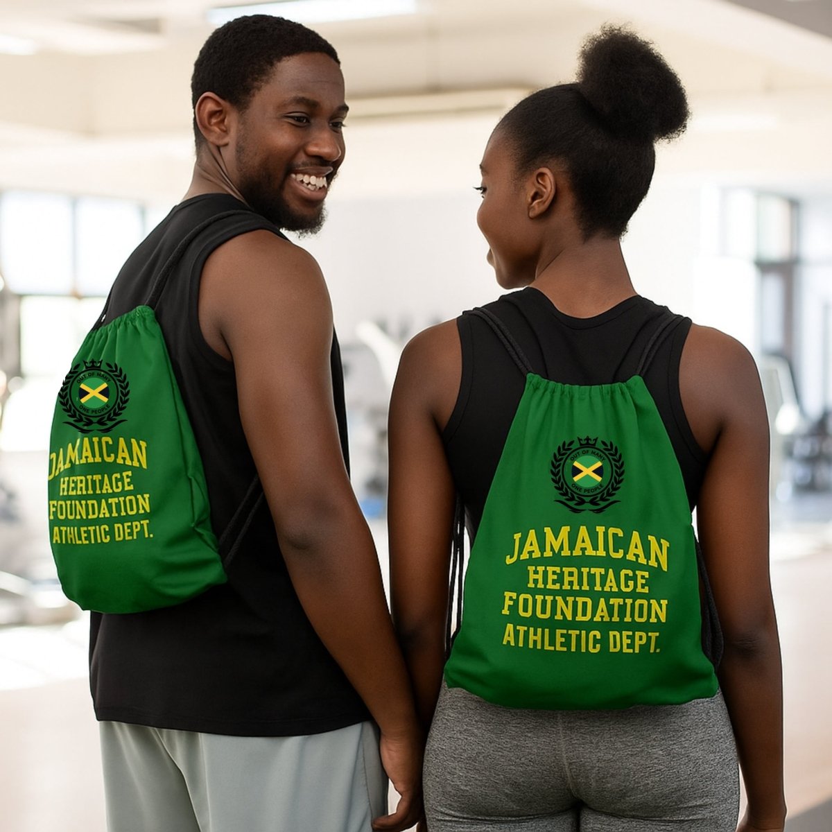 Jamaican Heritage Drawstring bag (Green & Gold) - Chinchilla Choons