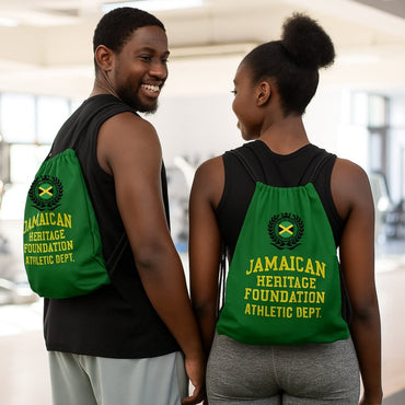 Jamaican Heritage Drawstring bag (Green & Gold) - Chinchilla Choons