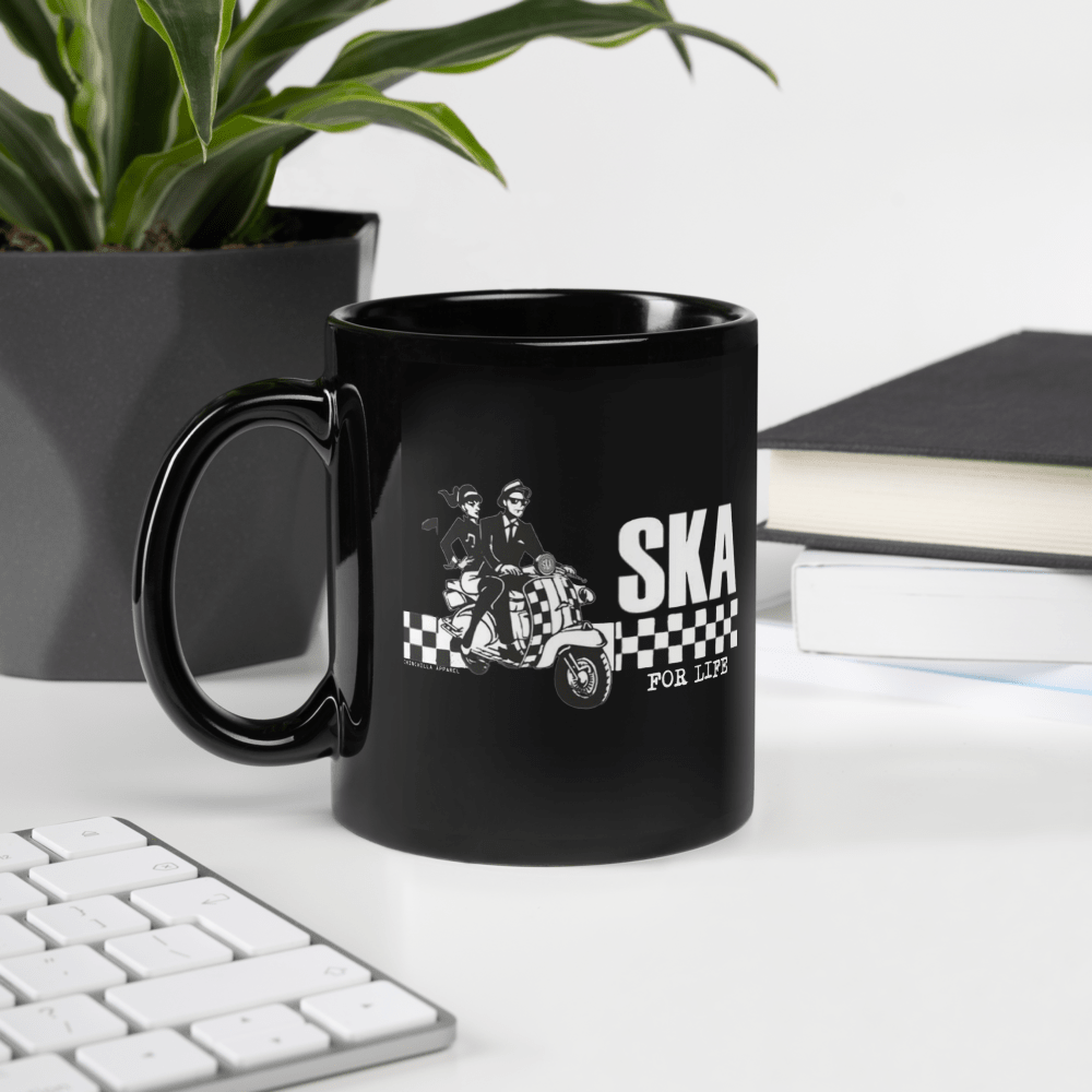 Ska For Life Black Glossy Ceramic Mug - Chinchilla Choons