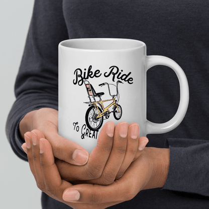 Bike Ride To Great Adventure White Glossy Mug - Chinchilla Choons