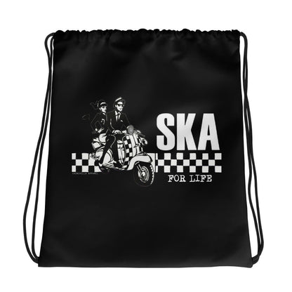 Ska For Life Drawstring Bag (Black) - Chinchilla Choons