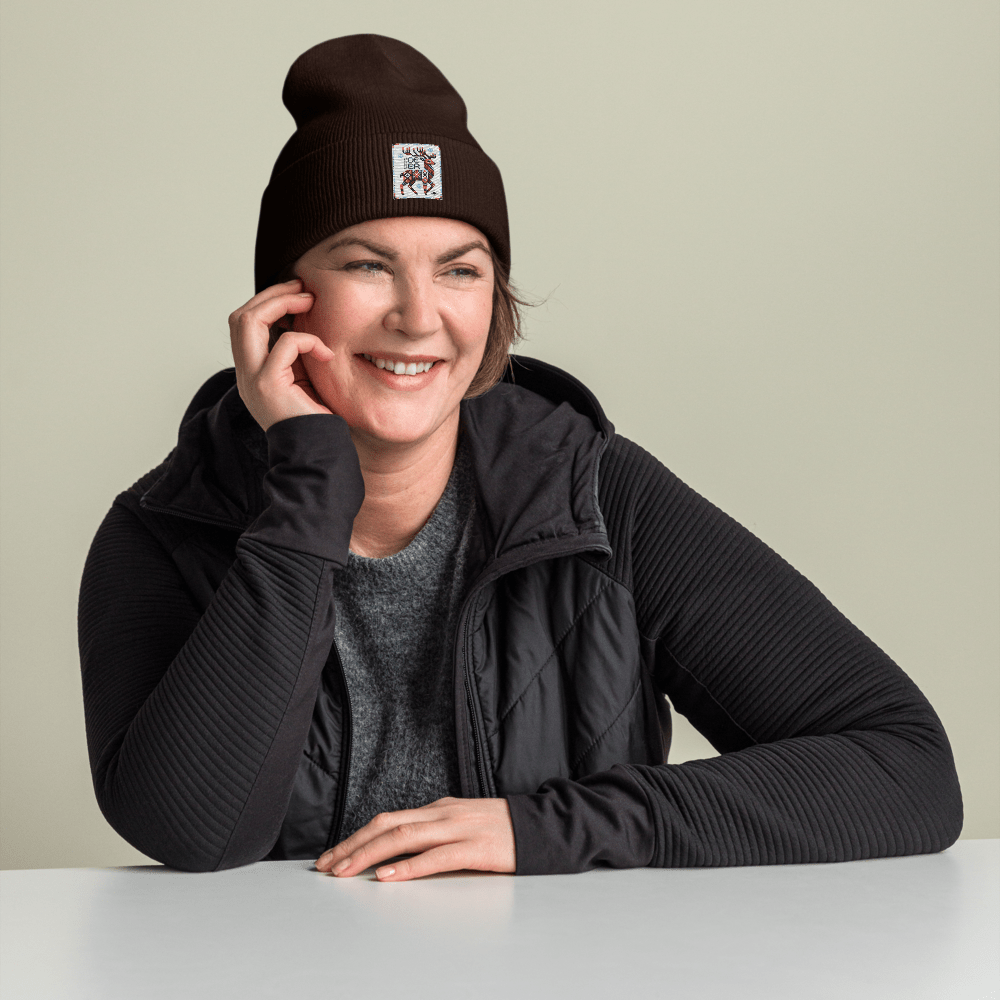 Deer Logo Unisex Cuffed Beanie Hat - Chinchilla Choons