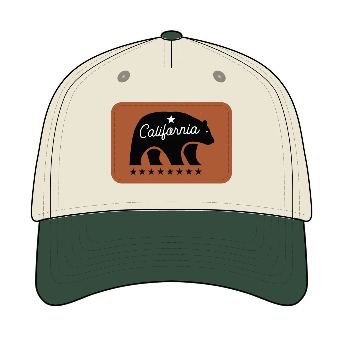 California Bear Mascot Leather Patch Baseball Cap – Vintage Outdoor Hat - Chinchilla Choons