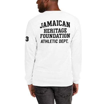Jamaican Heritage Men’s Long Sleeve Shirt (White) - Chinchilla Choons