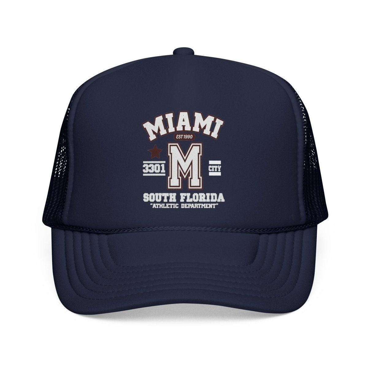 Miami Varsity Trucker Cap — South Florida Retro Mesh Hat - Chinchilla Choons