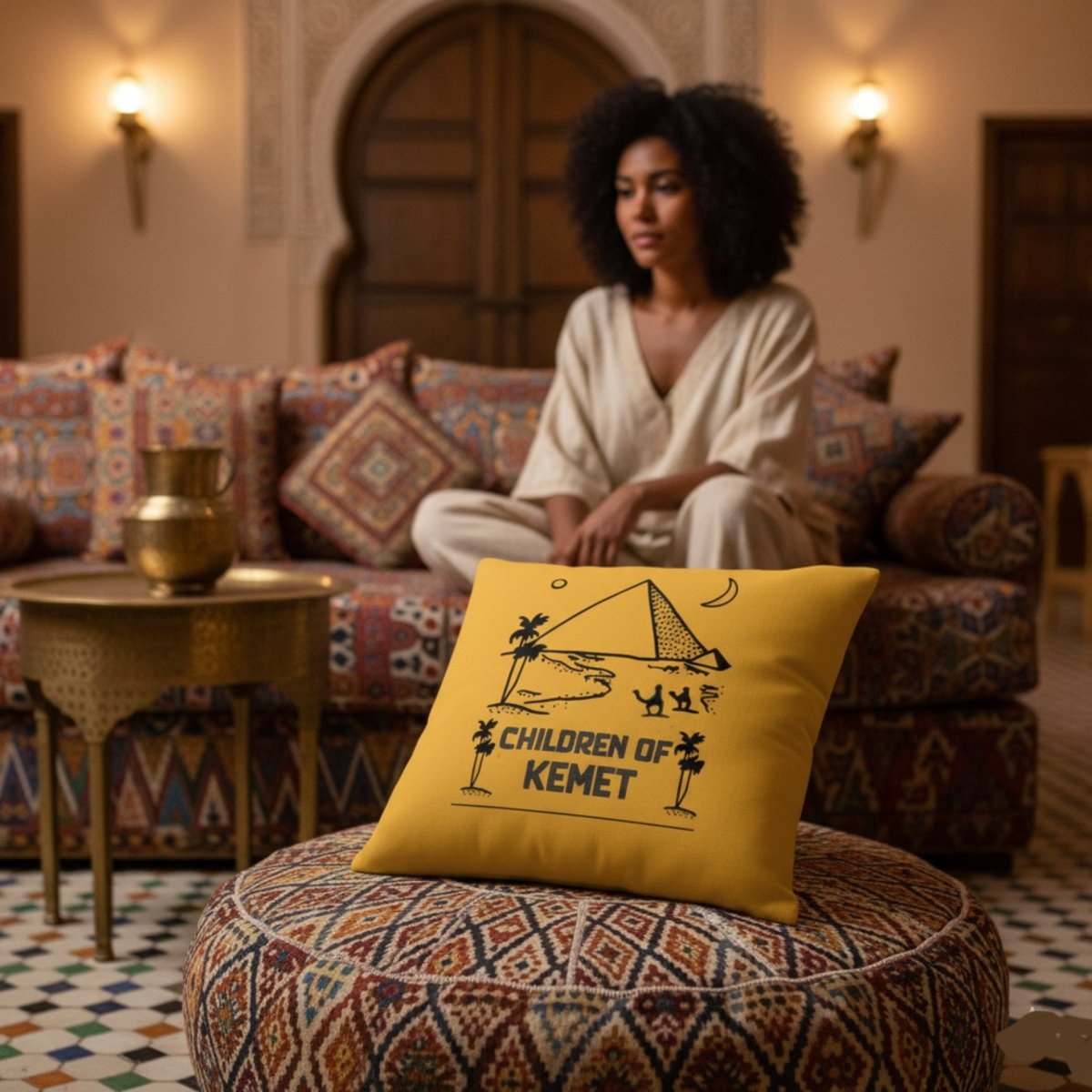 Children Of Kemet Premium Pillow (Yellow/Black) - Chinchilla Choons