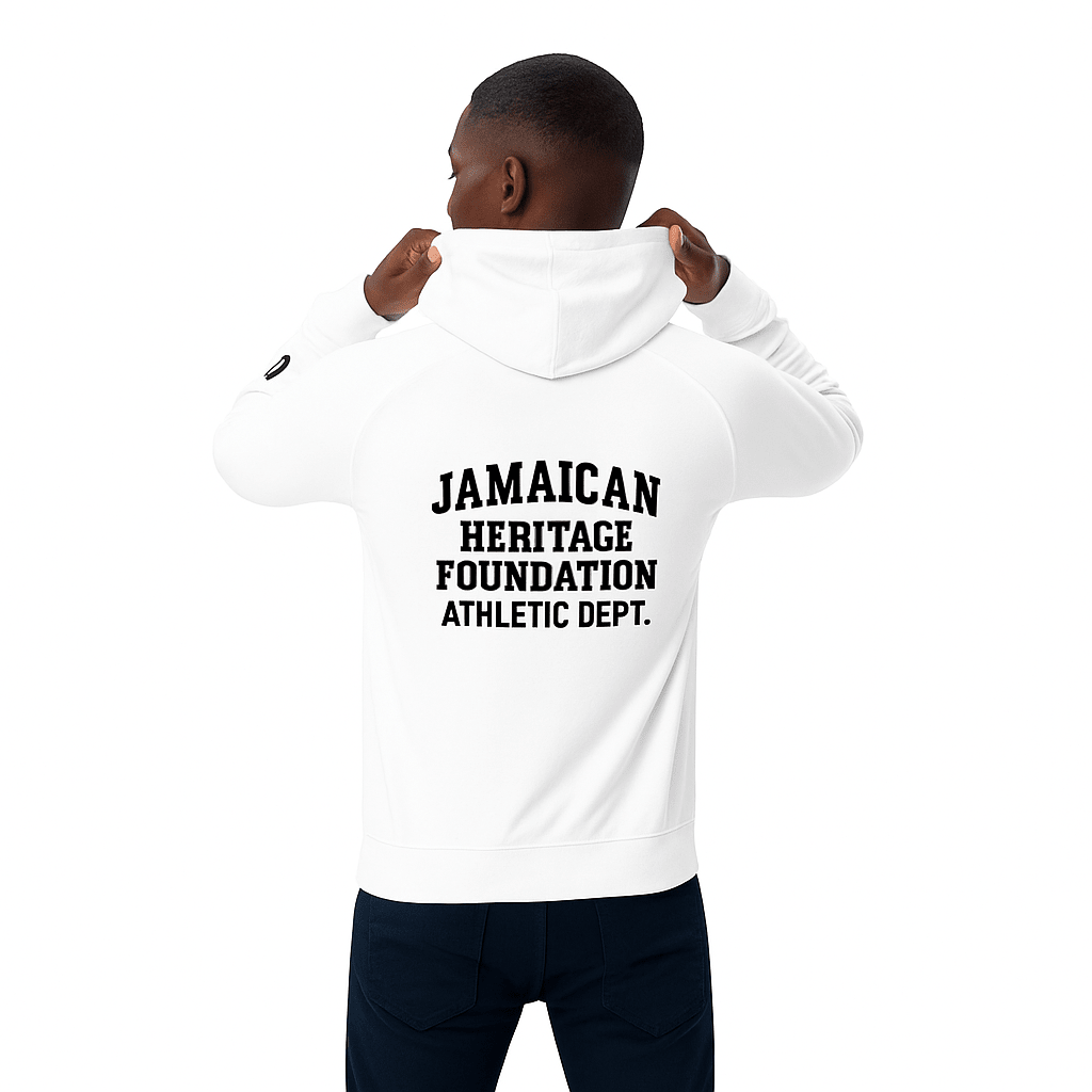 Jamaican Heritage Unisex Raglan Hoodie (White) - Chinchilla Choons