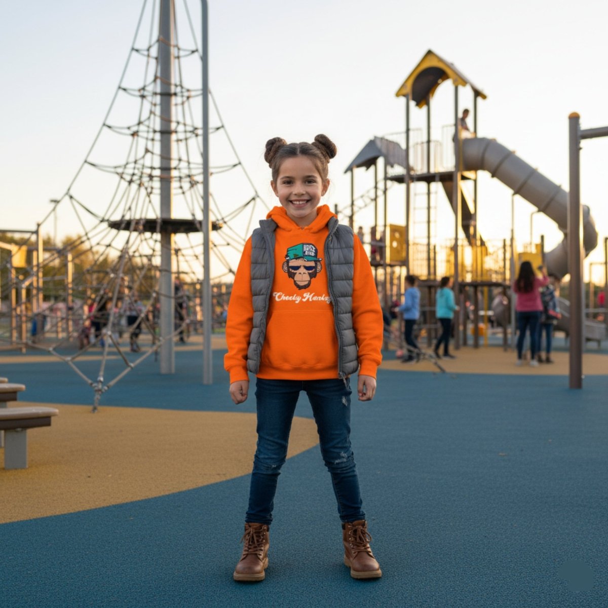 Cheeky Monkey Kids Hoodie - Chinchilla Choons