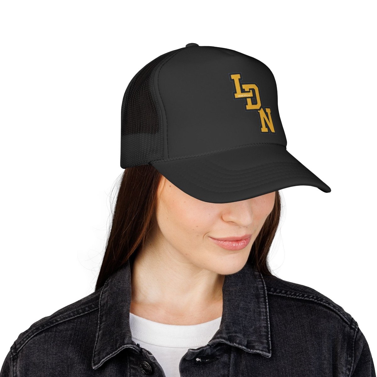 London (LDN) Trucker Cap — Vintage Varsity Cap - Chinchilla Choons