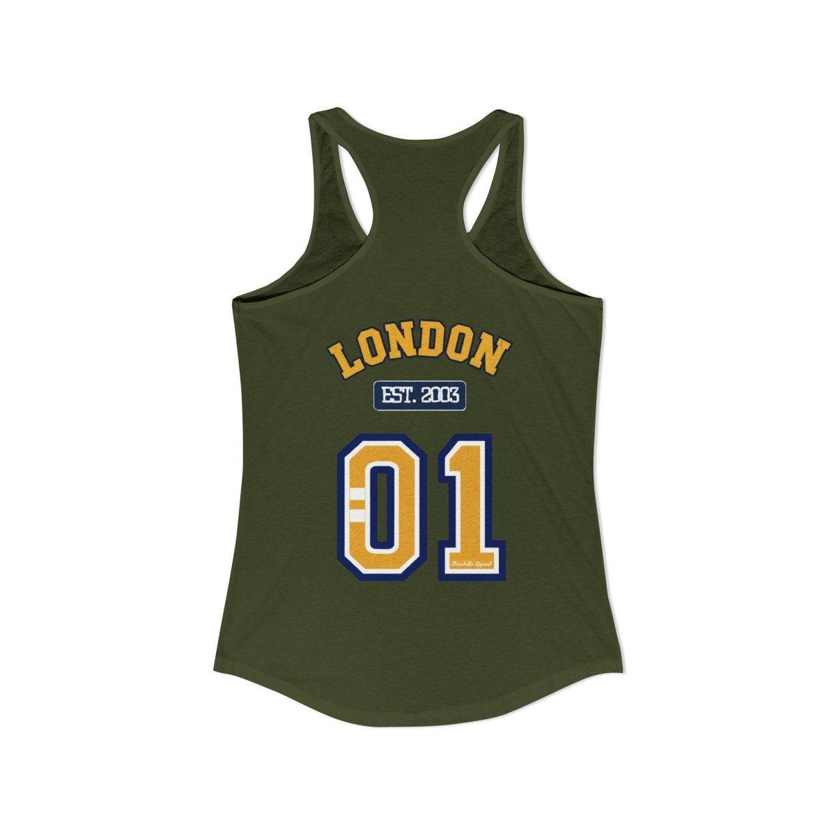 London (LDN) Varsity Women's Ideal Racerback Tank - Chinchilla Choons