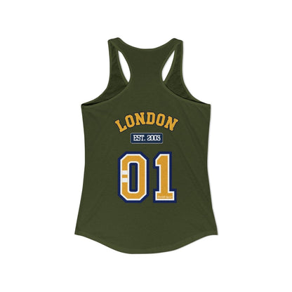 London (LDN) Varsity Women's Ideal Racerback Tank - Chinchilla Choons