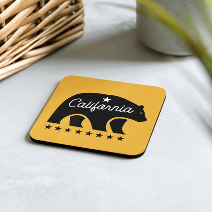 California Bear Mascot Cork-Back Coaster (Yellow/Black) - Chinchilla Choons