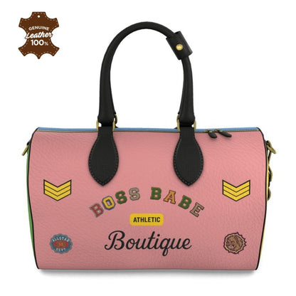Boss Babe Varsity Leather Designer Duffle Gym Bag - Chinchilla Choons