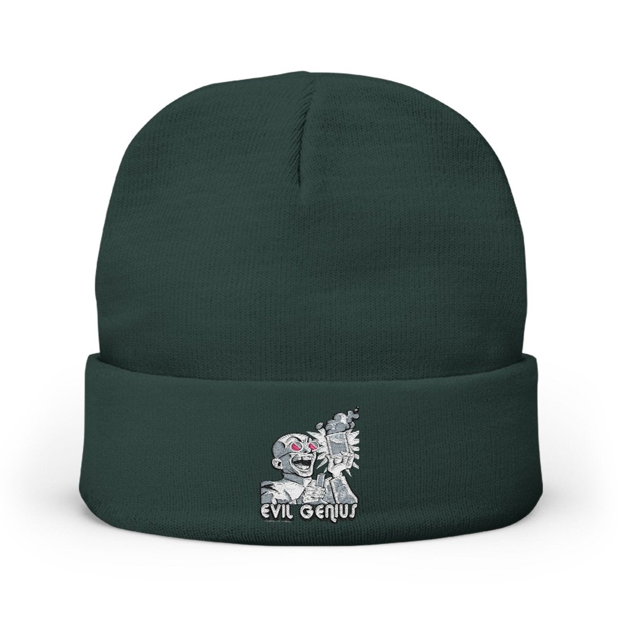 Evil Genius Embroidered Knit Beanie - Chinchilla Choons