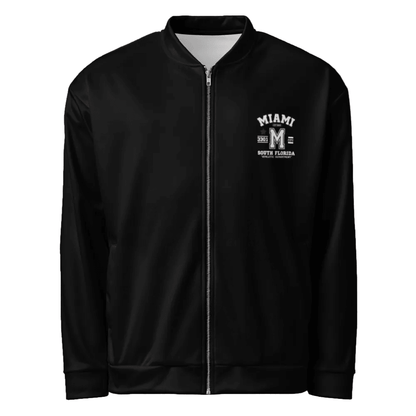 Miami Varsity Unisex Bomber Jacket (Black) - Chinchilla Choons