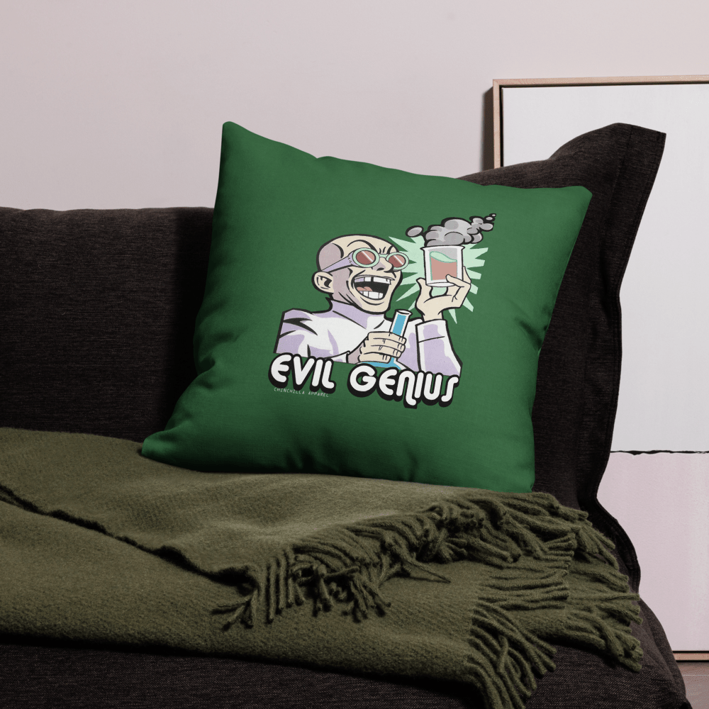 Evil Genius Premium Pillow (Green) - Chinchilla Choons