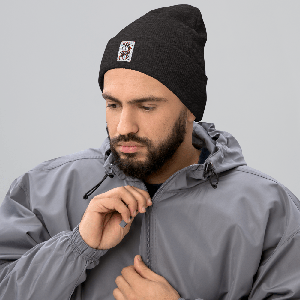 Deer Logo Unisex Cuffed Beanie Hat - Chinchilla Choons