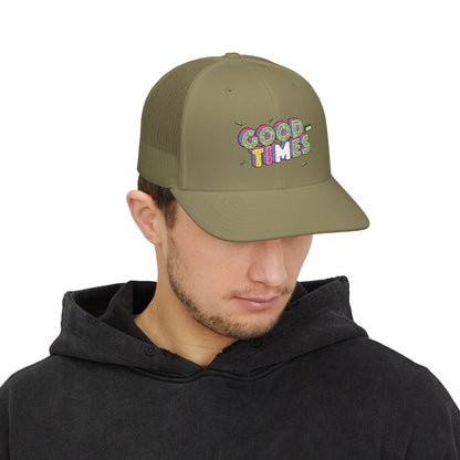 Good Times Embroidered Trucker Cap - Chinchilla Choons
