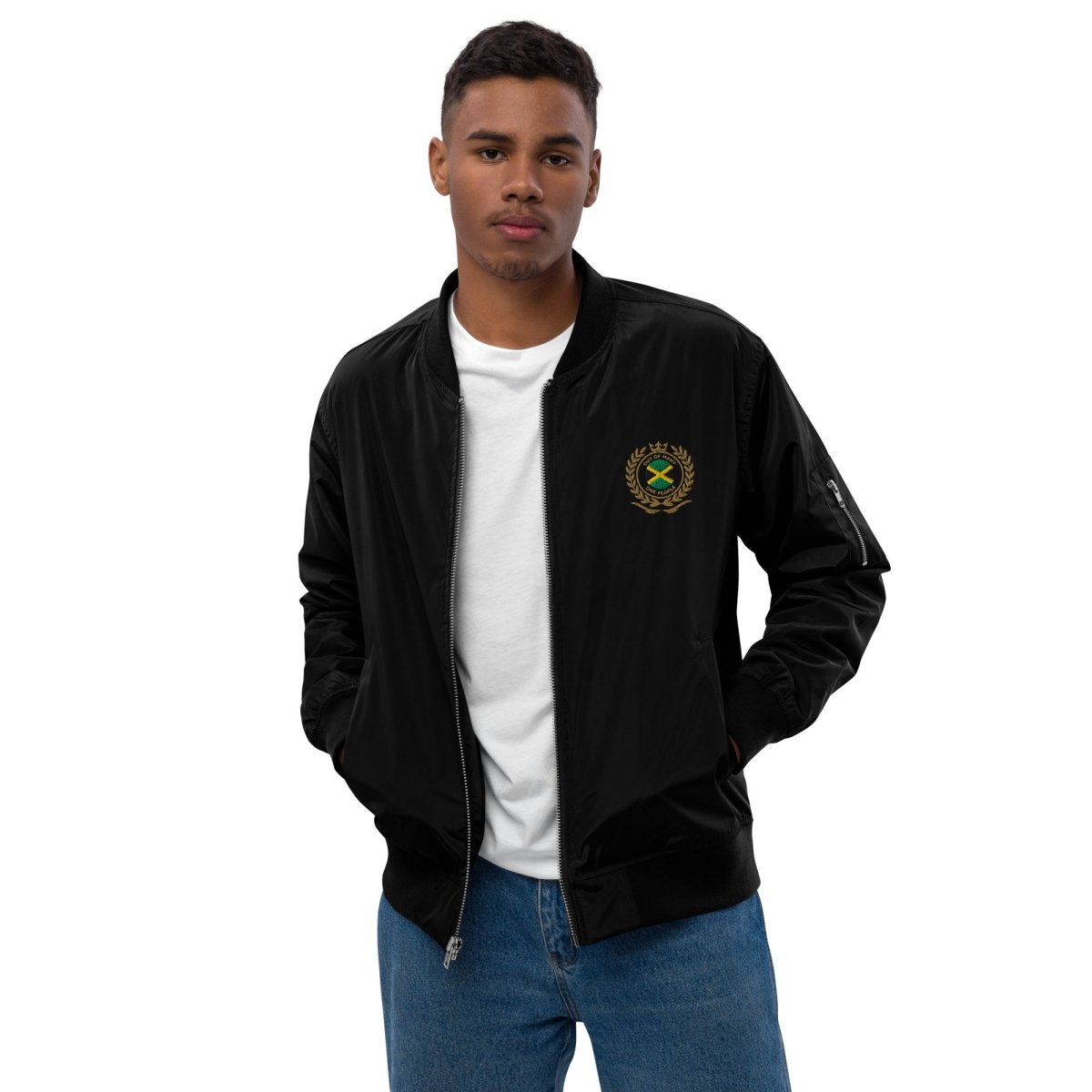 Jamaican Heritage Premium Mens Bomber Jacket - Chinchilla Choons