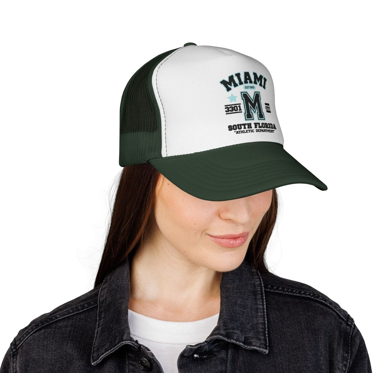 Miami Varsity Trucker Cap — South Florida Retro Mesh Hat - Chinchilla Choons