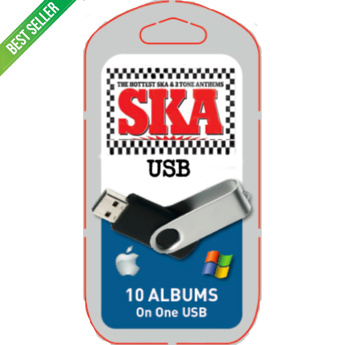 USB drive packaging with SKA music theme and Apple and Windows logos