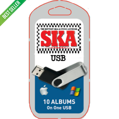 USB drive packaging with SKA music theme and Apple and Windows logos