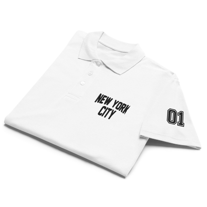 New York City Unisex Pique Polo Shirt (White)