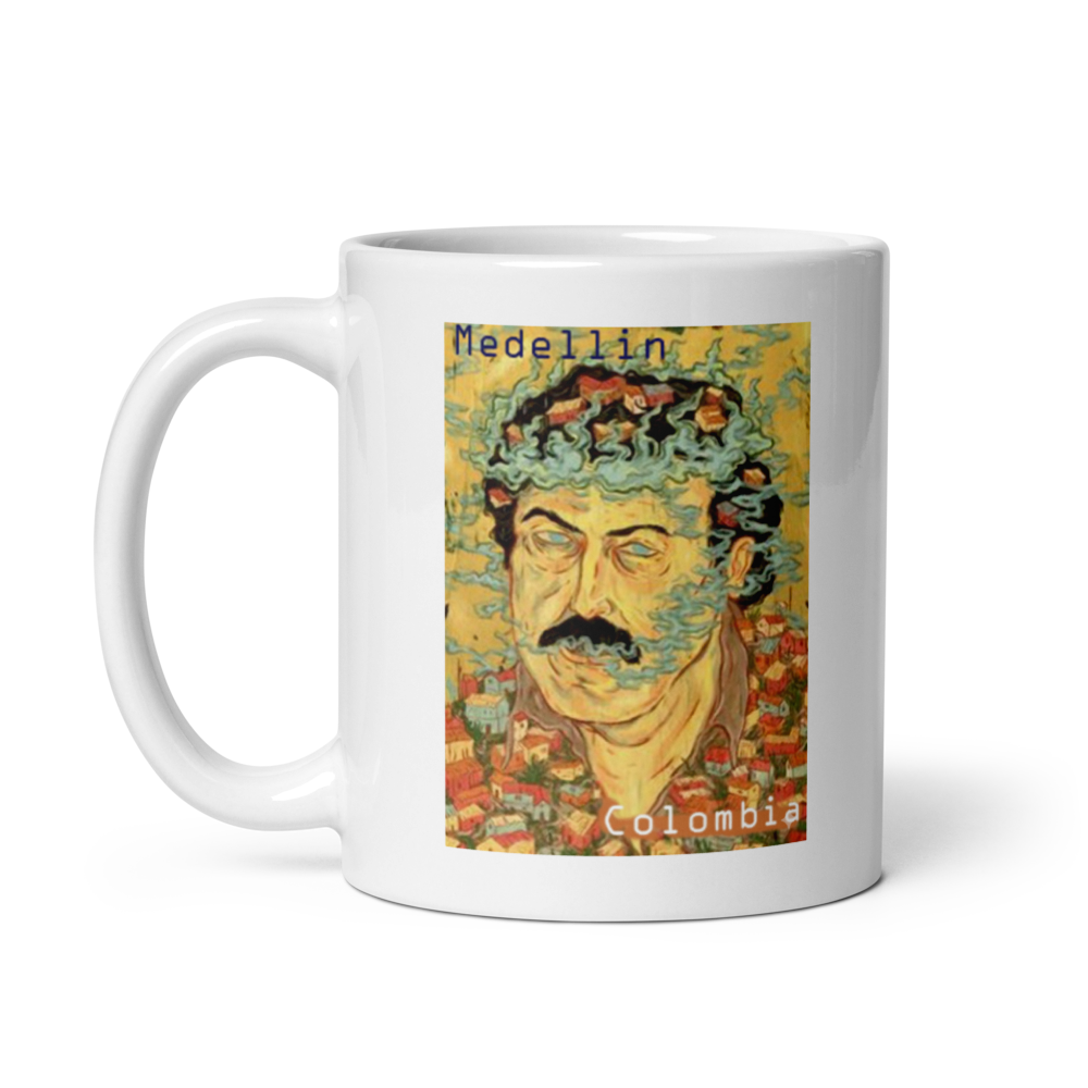 Pablo Escobar Medellin Colombia White Glossy Mug