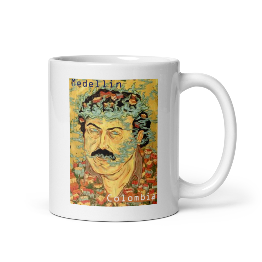 Pablo Escobar Medellin Colombia White Glossy Mug