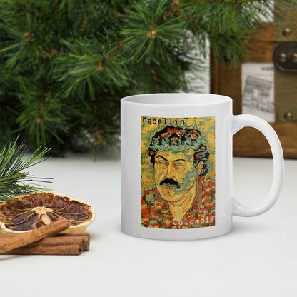Pablo Escobar Medellin Colombia White Glossy Mug