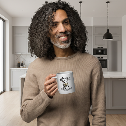 Bike Ride To Great Adventure White Glossy Mug