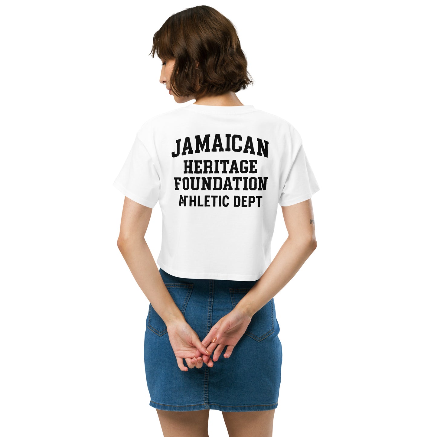Jamaican Heritage Women’s Crop Top (White)