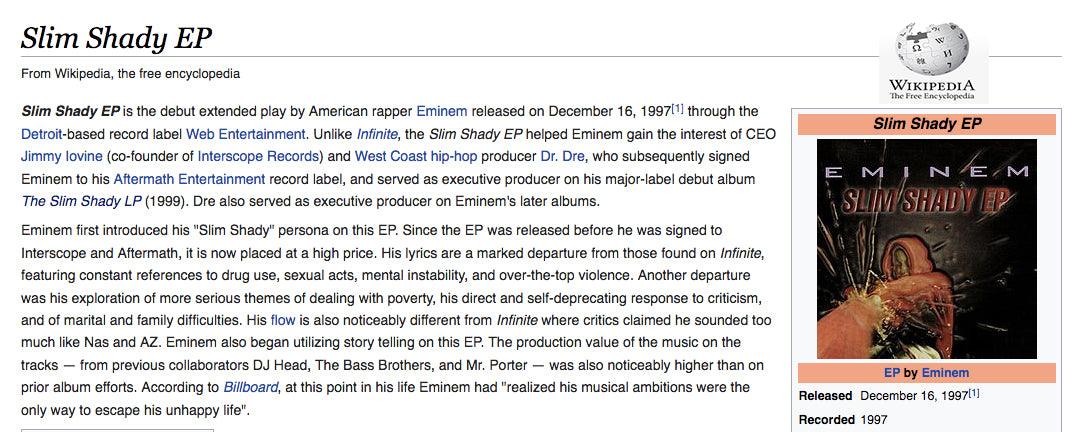 Eminem - Slim Shady E.P (1997) - Not To Be Confused With The Slim Shady L.P (1999) Rare - Chinchilla Choons